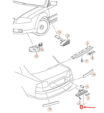 NEW AUDI A8 D3 REAR RIGHT LICENSE PLATE LIGHT 4E0943022 ORIGINAL