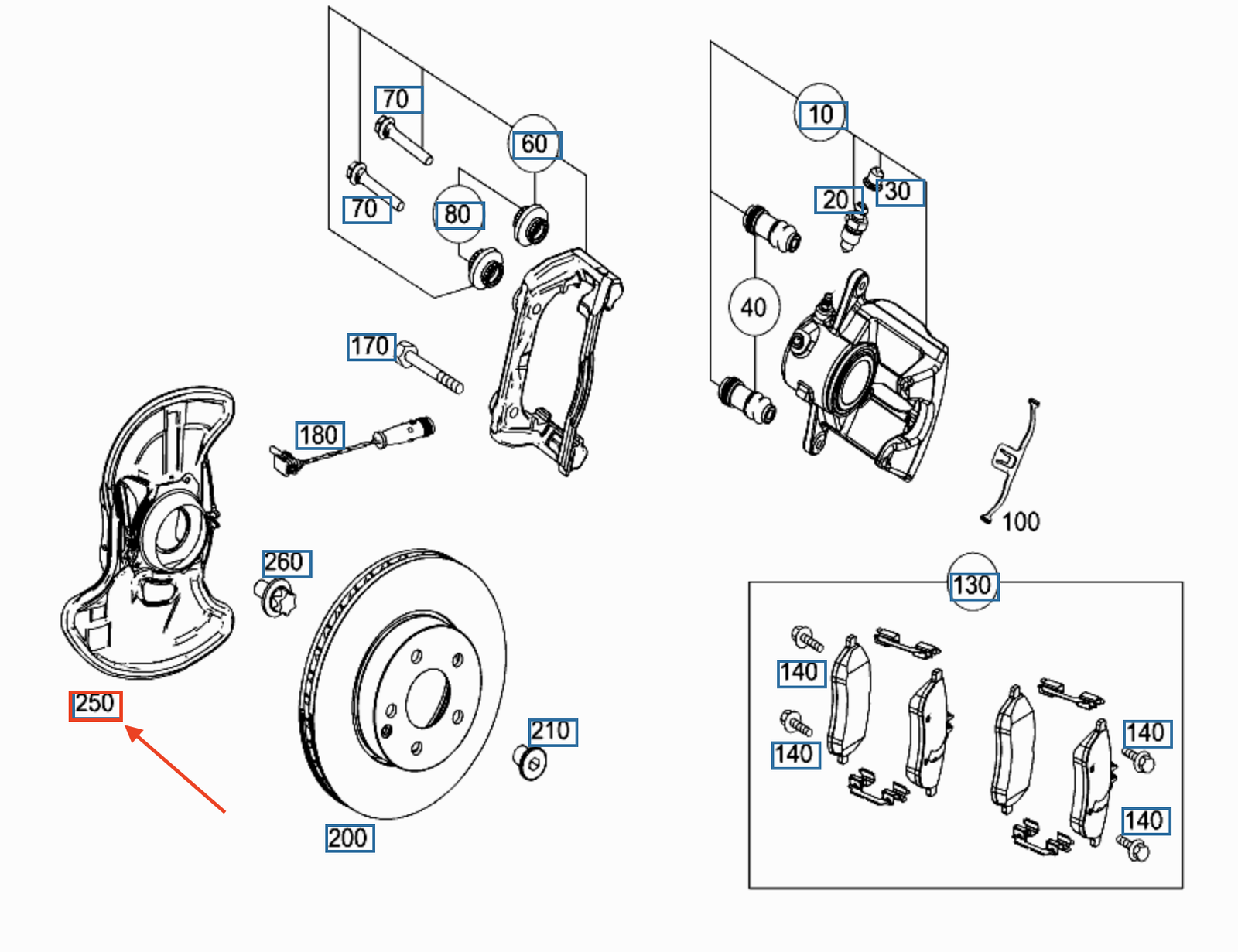 new mercedes-benz c w204 front right brake dust shield a2044202644 original