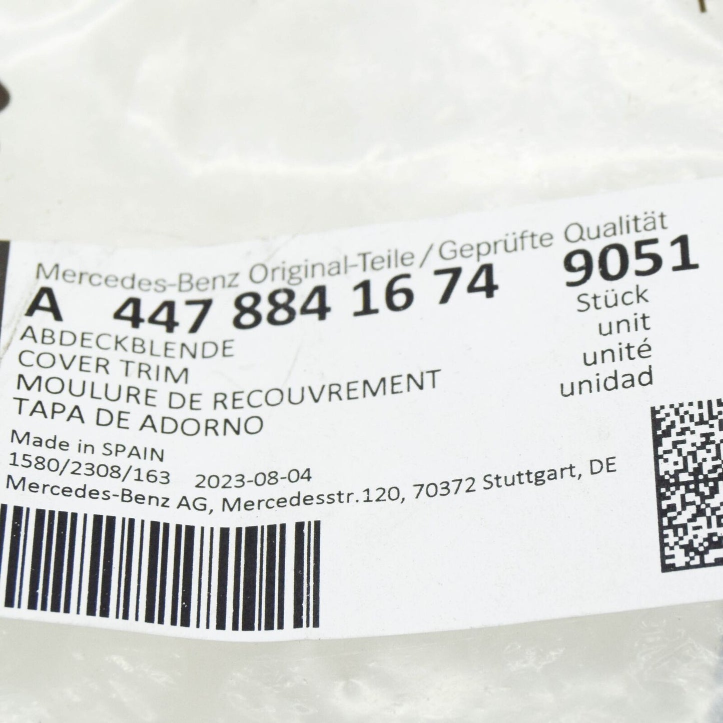 NEW MB VITO W447 FRONT WIPER COVER RIGHT TRIM A44788416749051 ORIGINAL