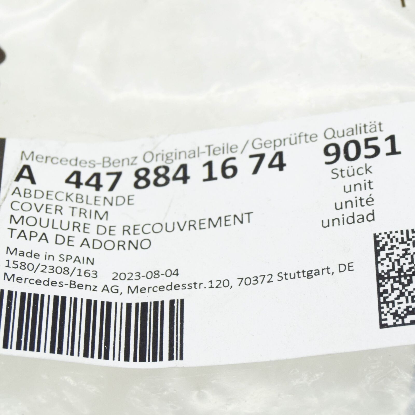 NEW MB VITO W447 FRONT WIPER COVER RIGHT TRIM A44788416749051 ORIGINAL