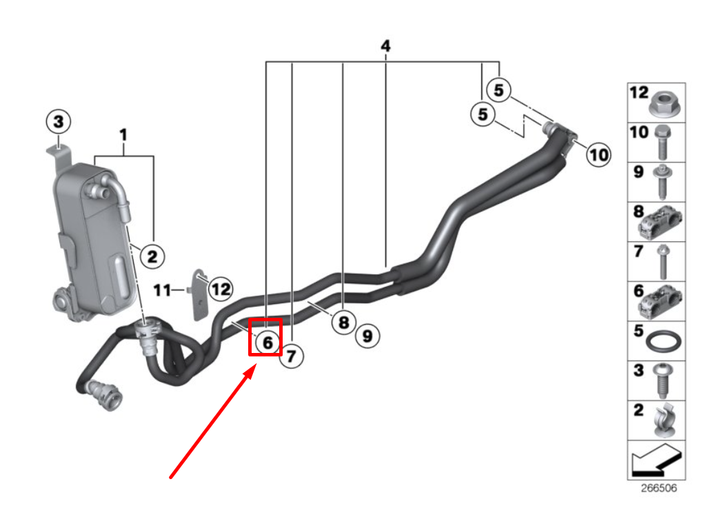 new bmw x6 e71 engine oil cooler line tubing support 17227610261 7610261