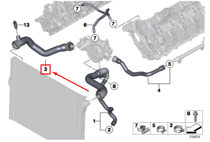 NEW BMW 6 CABRIO F12 COOLANT HOSE 7843264 11537843264 ORIGINAL