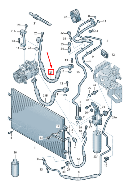 new audi a6 avant c6 a/c refrigerant hose 4f0260707af original
