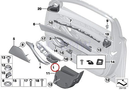 NEW BMW F10 F11 F18 DOOR HANDLE TRIM BEIGE FRONT LEFT 51417225867 7225867