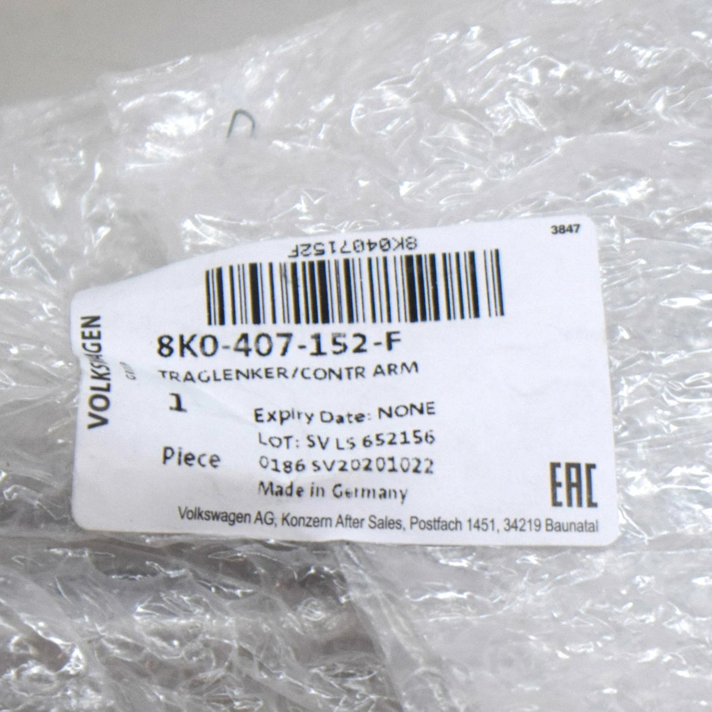 NEW AUDI A4 B8 FRONT RIGHT FRONT WISHBONE LINK 8K0407152F ORIGINAL