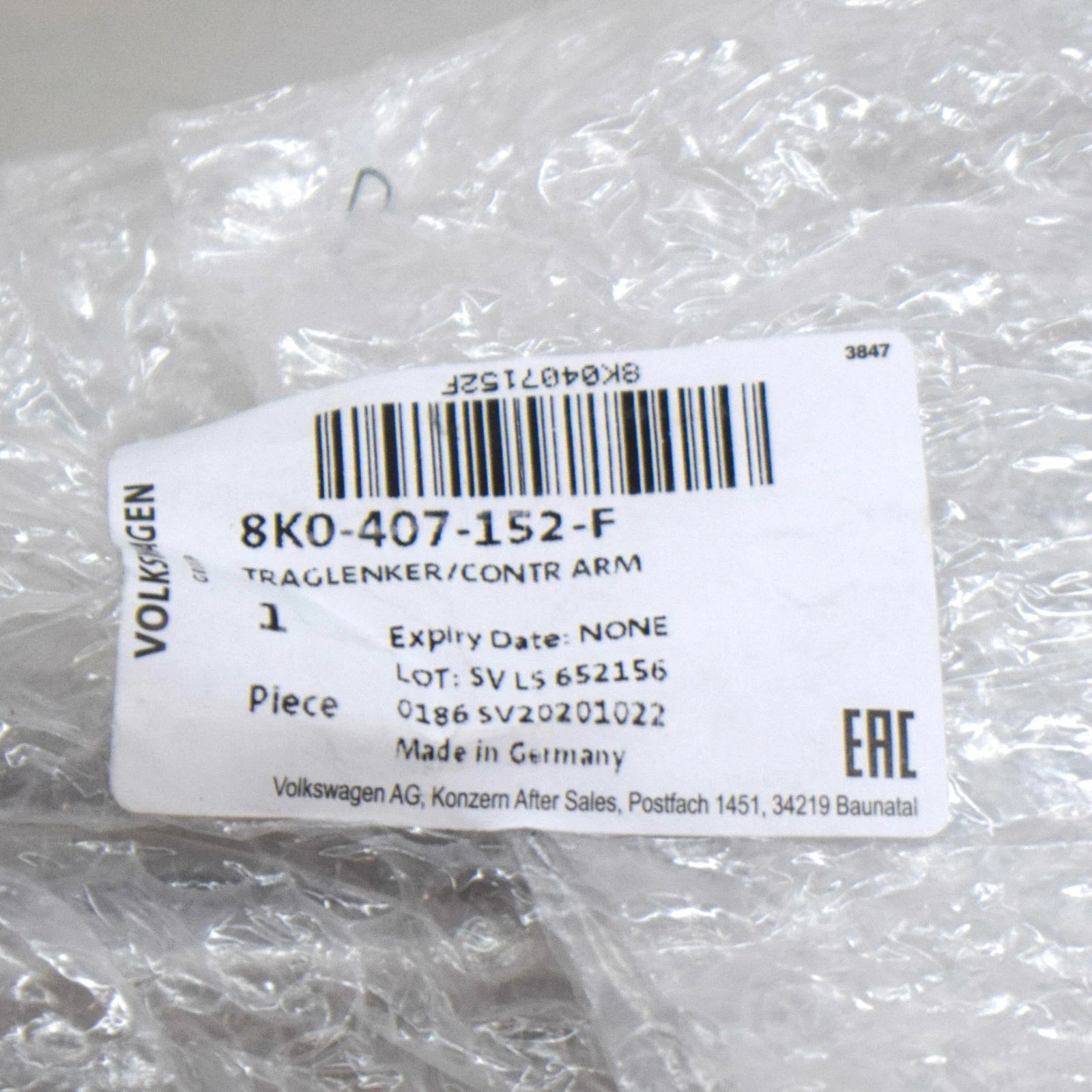 NEW AUDI A4 B8 FRONT RIGHT FRONT WISHBONE LINK 8K0407152F ORIGINAL