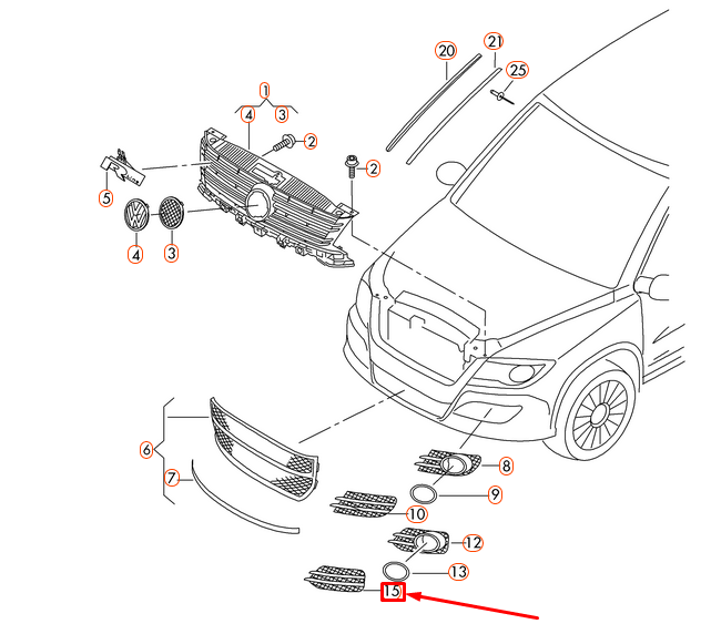 NEW VOLKSWAGEN TIGUAN MK1 FRONT BUMPER RIGHT VENT GRILLE 5N0853666F9B9 ORIGINAL