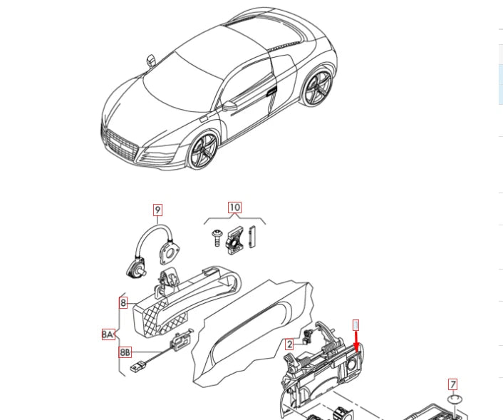NEW AUDI R8 42 FRONT LEFT SIDE EXTERIOR DOOR HANDLE 420837207A 2015