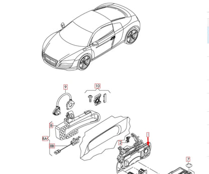 NEW AUDI R8 42 FRONT LEFT SIDE EXTERIOR DOOR HANDLE 420837207A 2015