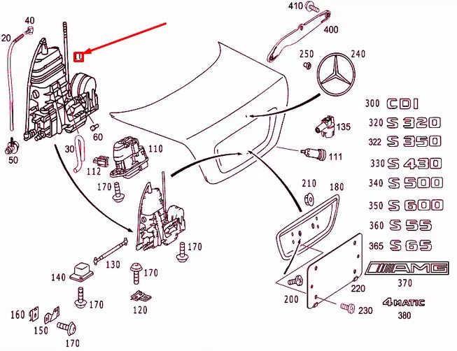 NEW MERCEDES-BENZ S W220 REAR LID LOCK A2207500185 ORIGINAL