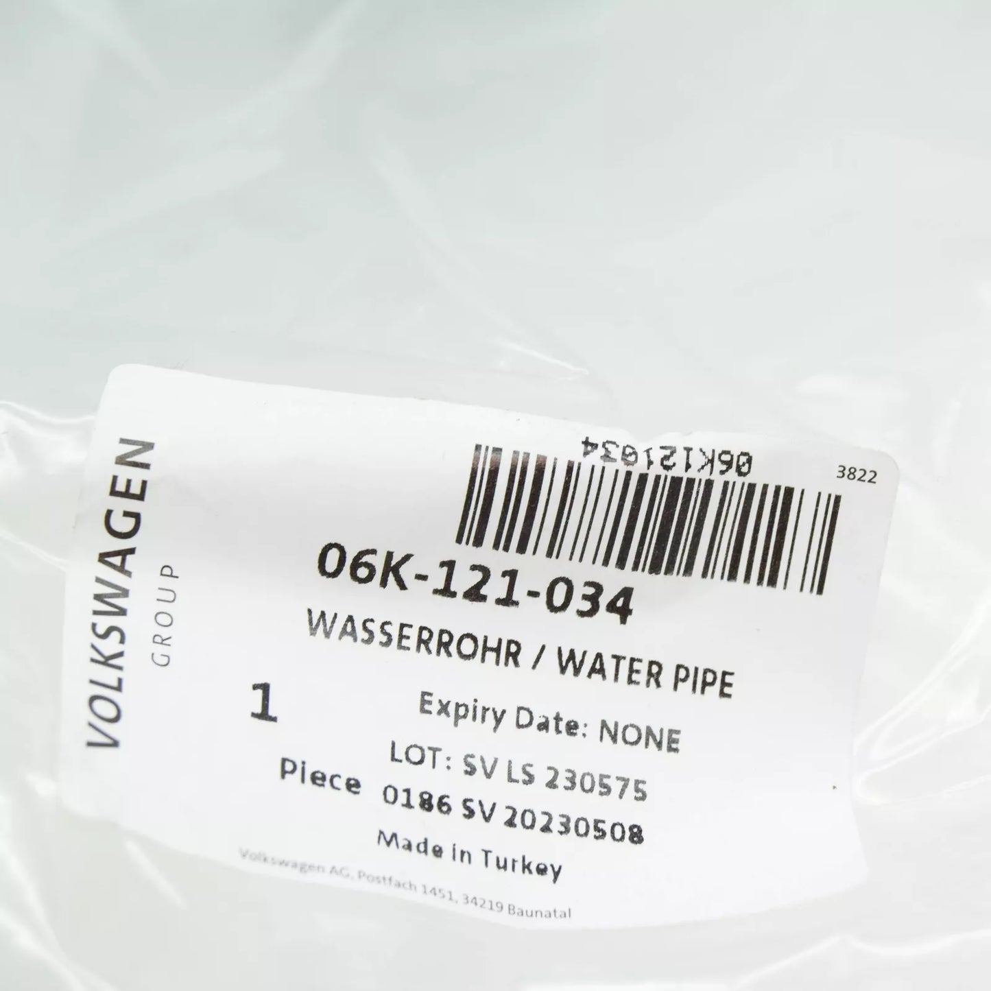 NEW VW GOLF CD MK8 ENGINE COOLANT PIPE WITH COOLANT HOSE 06K121034 ORIGINAL