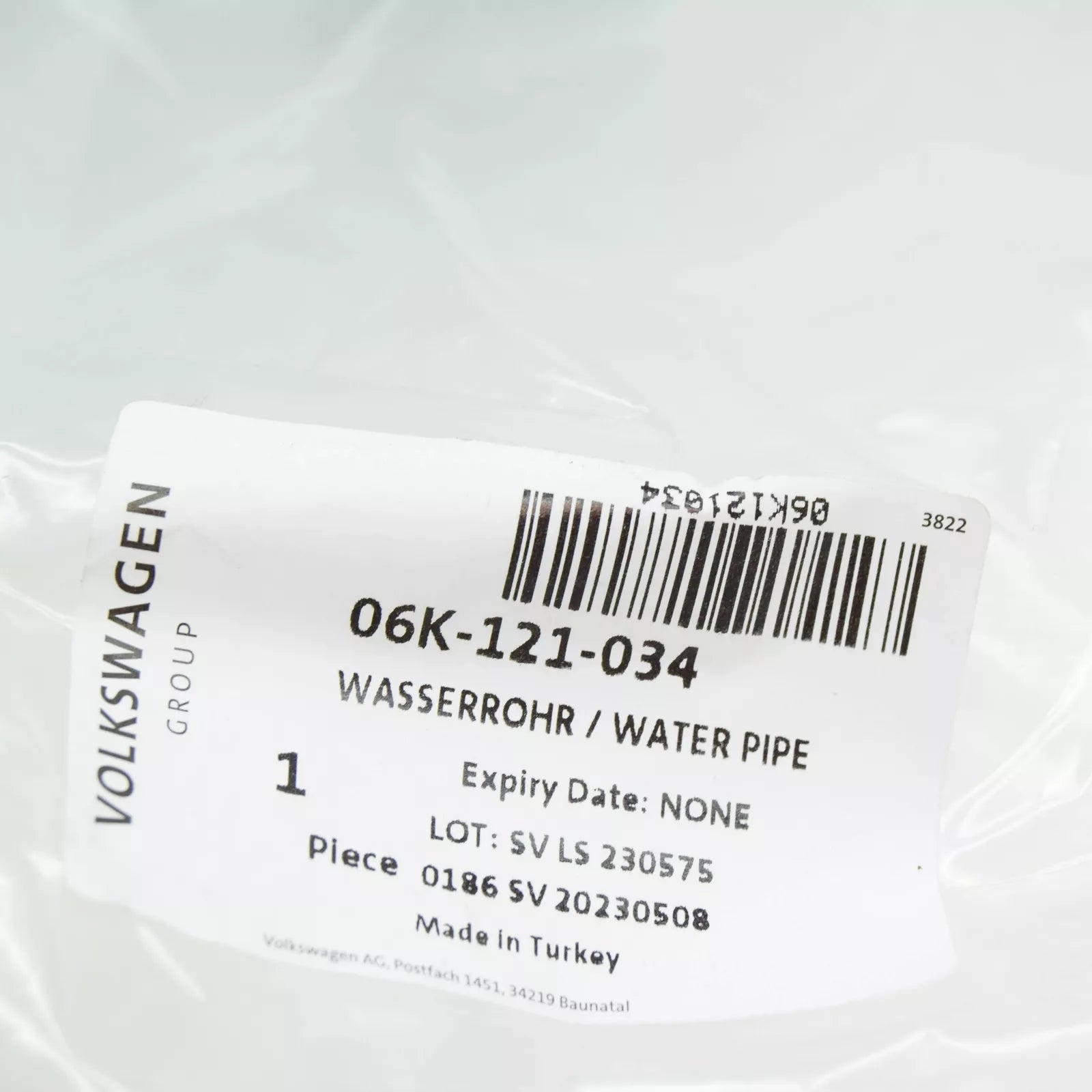 NEW VW GOLF CD MK8 ENGINE COOLANT PIPE WITH COOLANT HOSE 06K121034 ORIGINAL