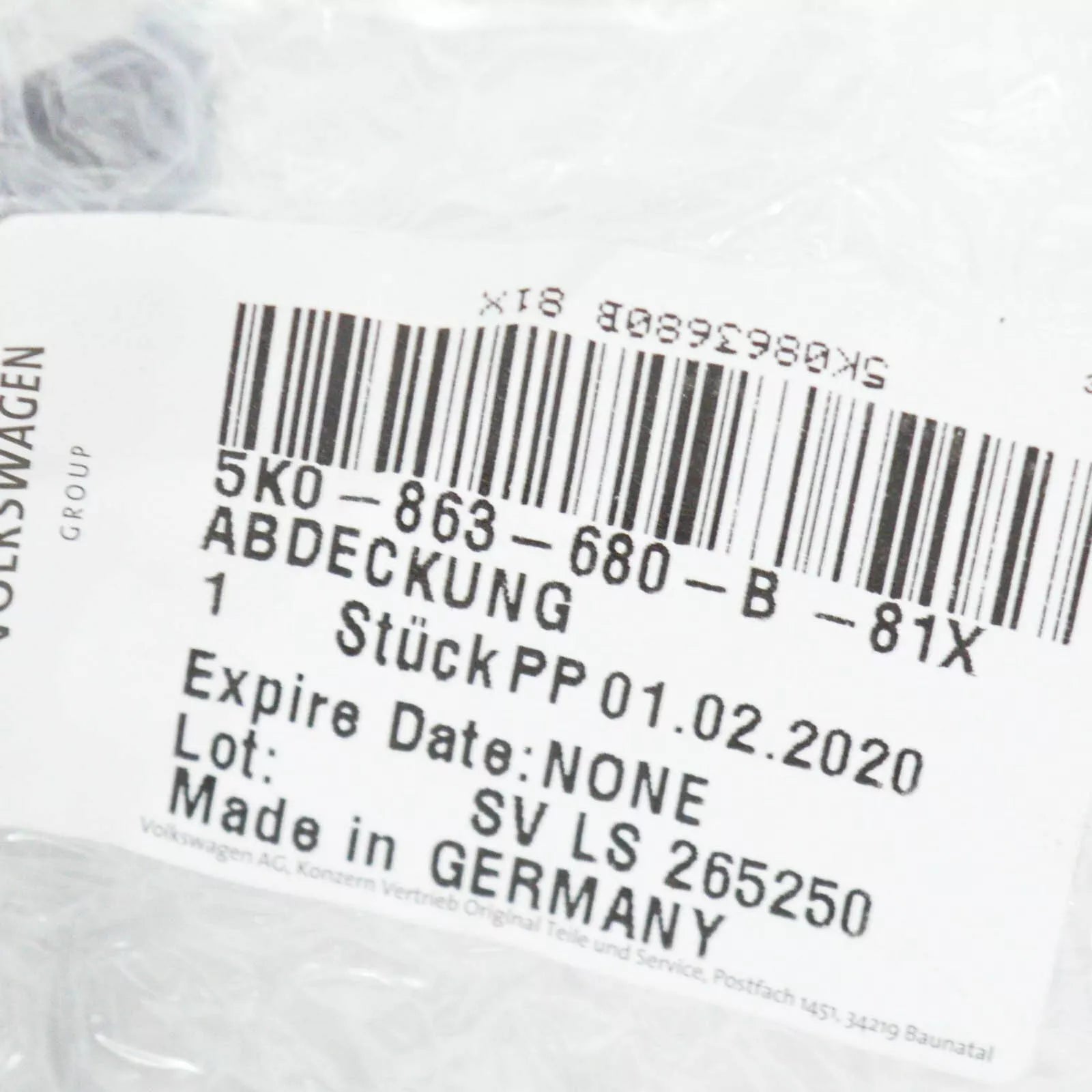 NEW VOLKSWAGEN GOLF MK6 FRONT CONSOLE COVER 5K0863680B81X