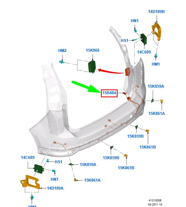 new ford grand c-max mk2 rear parking aid wiring 1895162 original