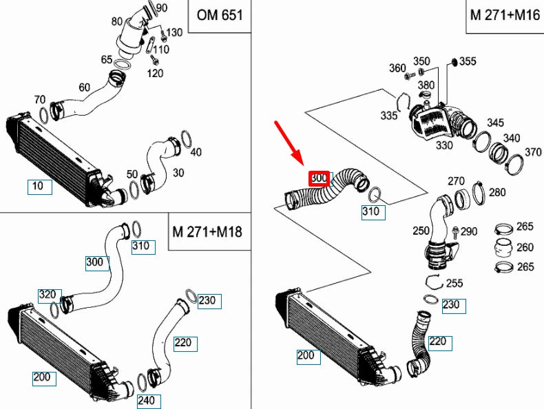 NEW MERCEDES-BENZ C W204 RIGHT INTERCOOLER HOSE A2045282682 ORIGINAL