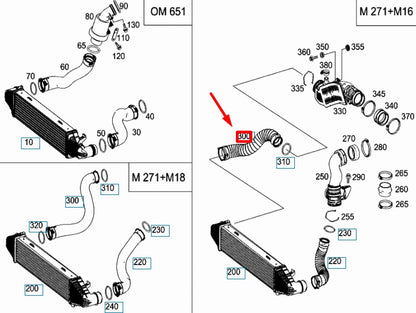 NEW MERCEDES-BENZ C W204 RIGHT INTERCOOLER HOSE A2045282682 ORIGINAL