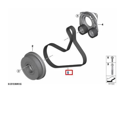 NEW BMW 3 G20 ENGINE RIBBED V-BELT 11289887028 ORIGINAL