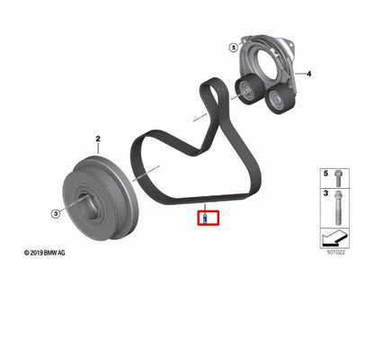 NEW BMW 3 G20 ENGINE RIBBED V-BELT 11289887028 ORIGINAL