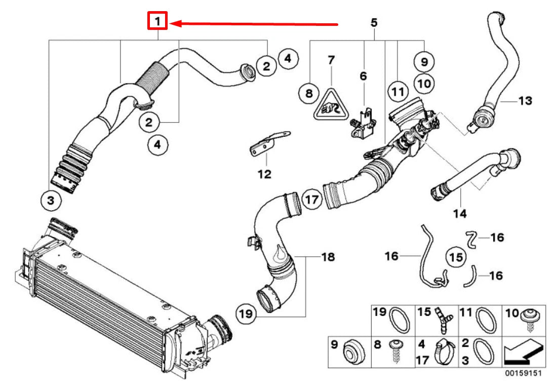 NEW BMW 1 COUPE E82 TURBOCHARGER CHARGE PIPE 11657568239 7568239 ORIGINAL