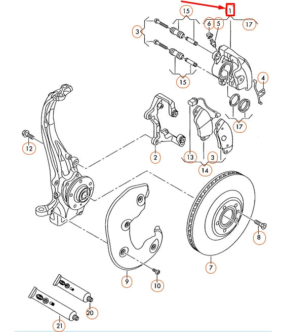 NEW AUDI Q5 8R FRONT RIGHT WHEEL BRAKE CALIPER HOUSING 8K0615124J ORIGINAL