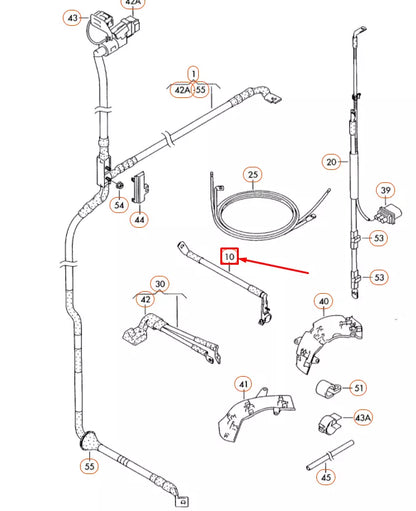 NEW VOLKSWAGEN PHAETON GP2 LEFT NEGATIVE BATTERY CABLE 3D0971235T ORIGINAL