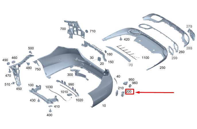 new mercedes-benz c w206 rear right bumper holder a2068851604 original