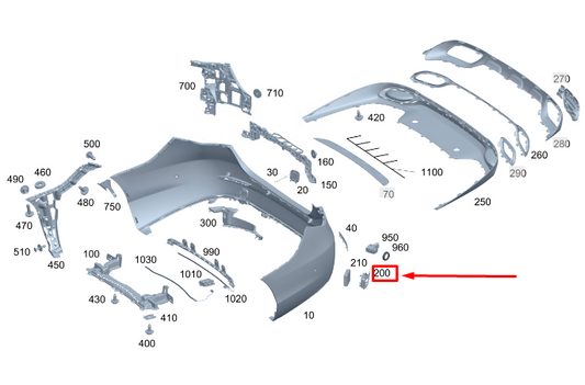 new mercedes-benz c w206 rear right bumper holder a2068851604 original