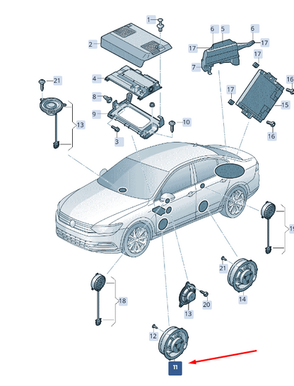 new skoda superb mk3 front door bass loudspeaker 3v0035411k original