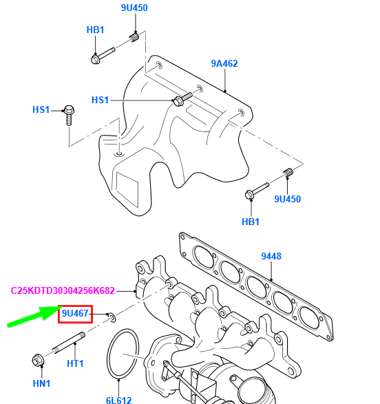 new ford kuga mk1 c394 exhaust manifold washer 1371945 6m5g-9u467-aa original