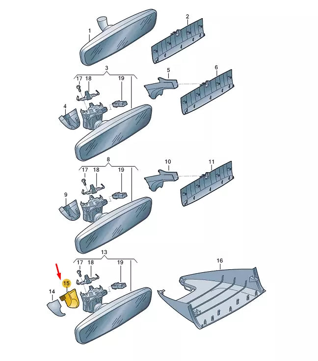 NEW VW ARTEON 3H7 INTERIOR MIRROR RIGHT COVER CAP TRIM 3G085863482V ORIGINAL