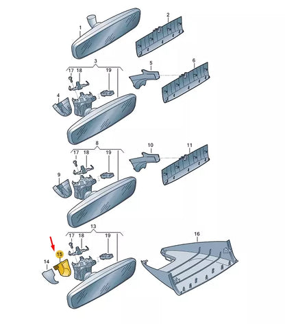 NEW VW ARTEON 3H7 INTERIOR MIRROR RIGHT COVER CAP TRIM 3G085863482V ORIGINAL