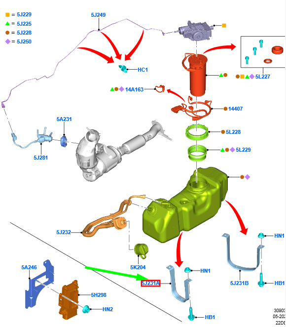 new ford ranger t6 mk1 reductant tank strap assy 2029493 gb3g-5j231-ac original
