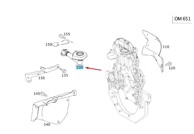 NEW MERCEDES-BENZ VITO W639 OIL FILLER NECK PIPE A6510100069 ORIGINAL