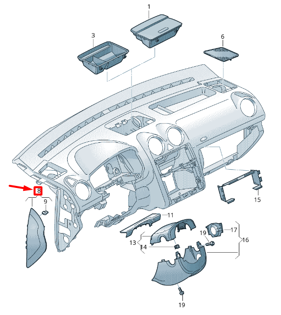 NEW VOLKSWAGEN CADDY 2K MK3 RIGHT DASHBOARD SIDE COVER 2K585821871N ORIGINAL