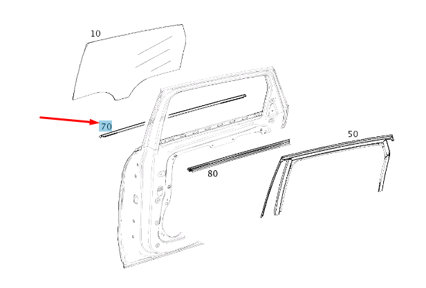 new mb b w242 rear left door window outside trim bar a2467350182 original