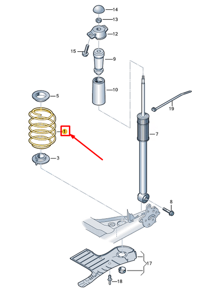 new audi a1 gb rear coil spring 2q0511121fe original