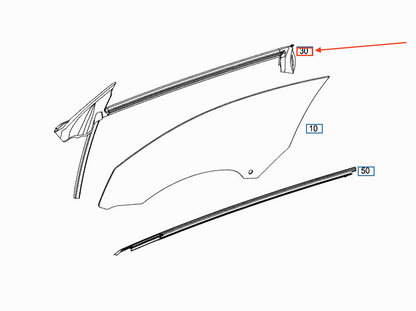 new mb c w205 front left window guide run channel a2057206120 original