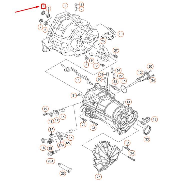 new audi a4 b8 gearbox input shaft o-ring 0b1311113b original