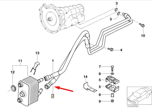 NEW BMW X5 E53 TRANSMISSION OIL COOLER LINE RETURN HOSE 17227788269 ORIGINAL