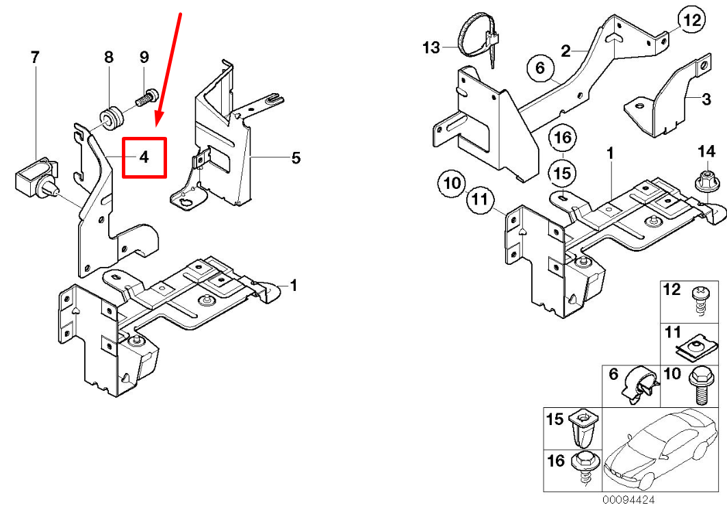 new bmw 5 e39 front cd-changer bracket 65128360752 8360752 original