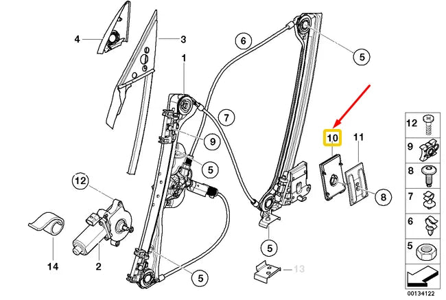 NEW BMW Z4 E85 FRONT DOOR WINDOW LIFTING SLIDING PIECE 51337114596 ORIGINAL