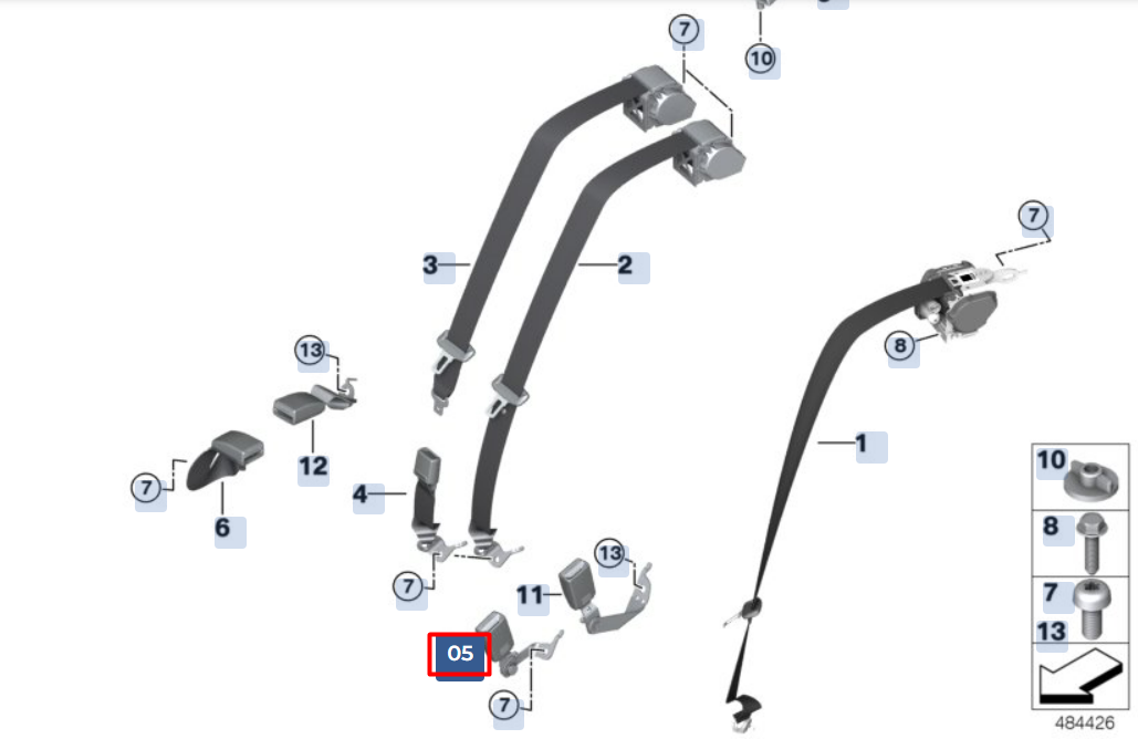 new bmw 5 g30 rear left seat buckle 72117475019 original