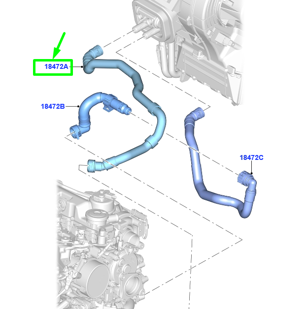 new ford kuga mk2 c520 heater water hose lhd fv41-18k579-ag 2379812 original
