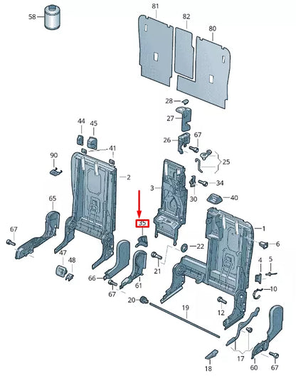 NEW VW TOUAREG 7P REAR SPLIT SEAT CENTER RIGHT COVER CAP 7P0885934B82V