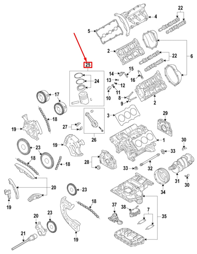 NEW AUDI A6 AVANT C6 ENGINE PISTON FOR CYLINDERS 1-3 06E107066BS ORIGINAL