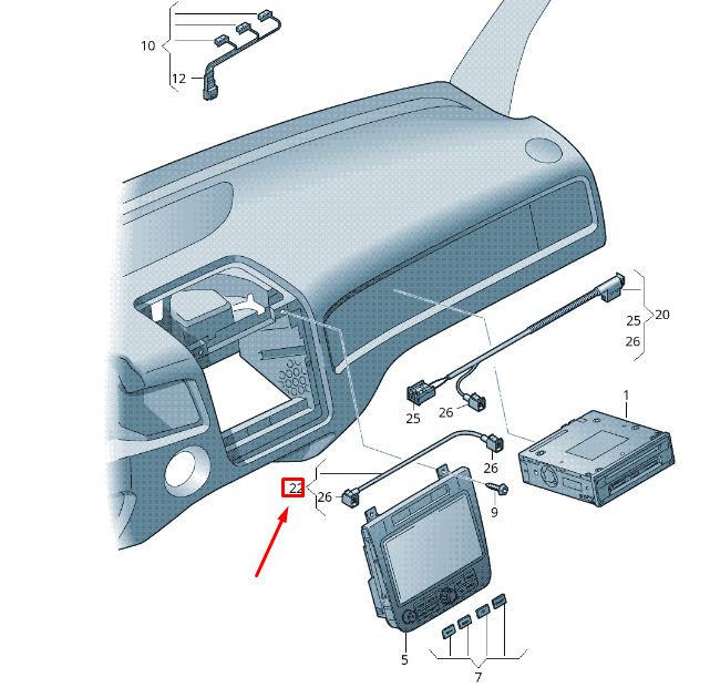 NEW VW TOUAREG 7P DISPLAY UNIT/CONTROL PANEL CABLE LOOM RHD 7P2971327 ORIGINAL
