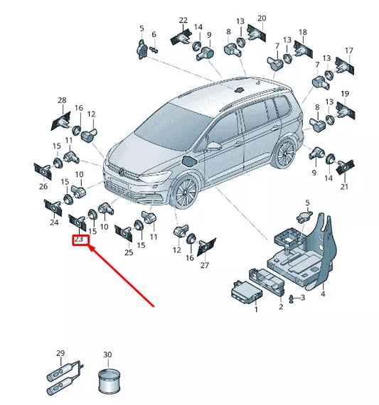 NEW VW TOURAN 5T FRONT LEFT CENTRE PARKING SENSOR BRACKET 5TA919493A
