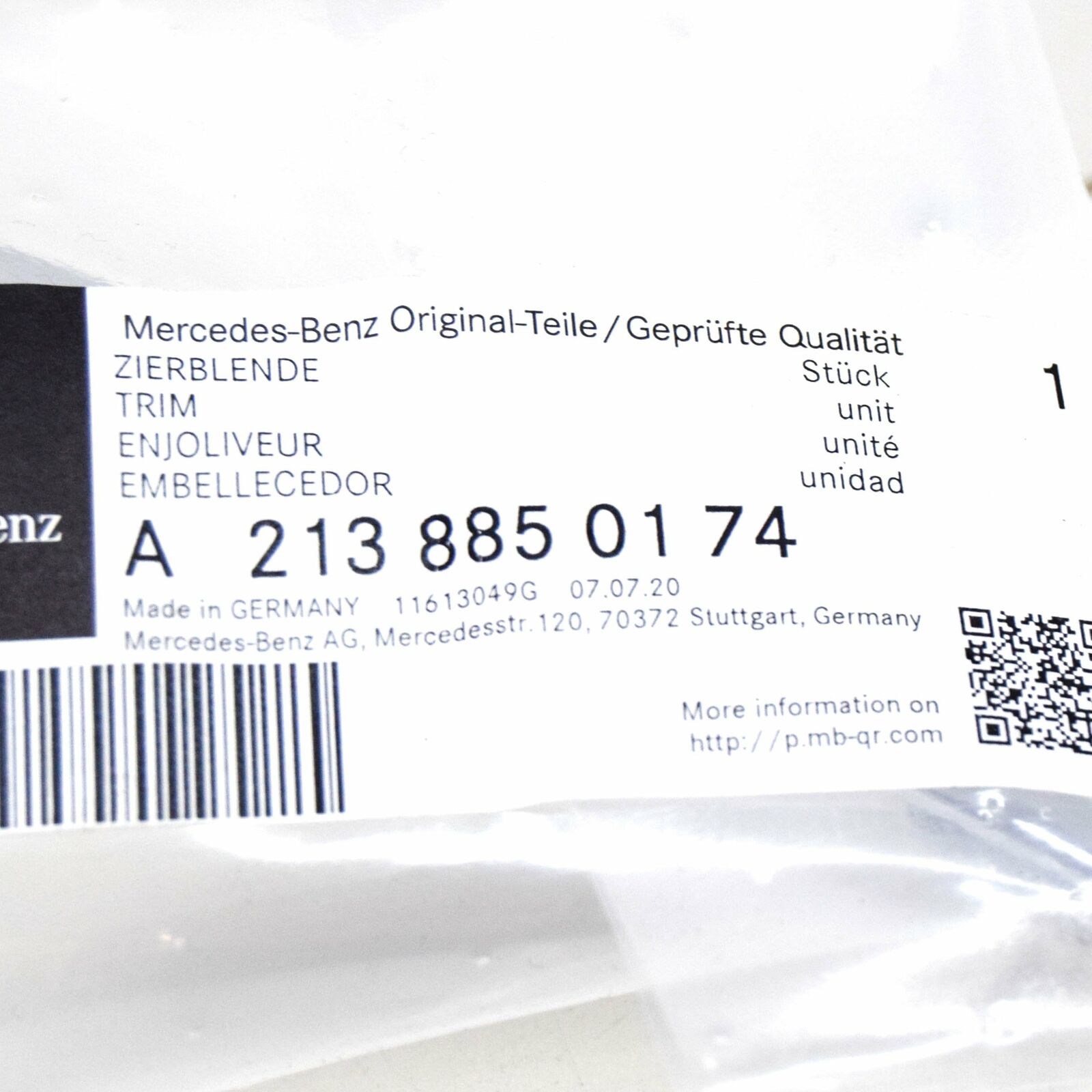 NEW MERCEDES-BENZ E W213 FRONT LEFT BUMPER GRILLE MOLDING A2138850174 ORIGINAL