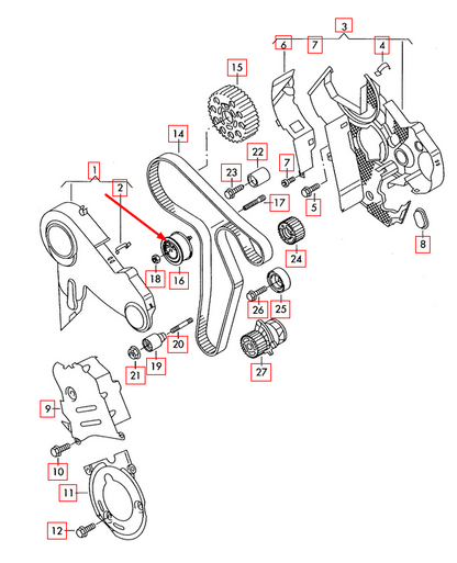 new audi a3 8p timing belt tension roller 03l109243e 2.0tdi original
