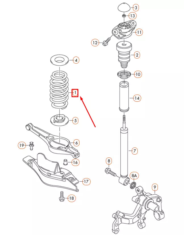NEW VOLKSWAGEN GOLF 5K MK6 REAR AXLE COIL SPRING 1K0511115EC ORIGINAL